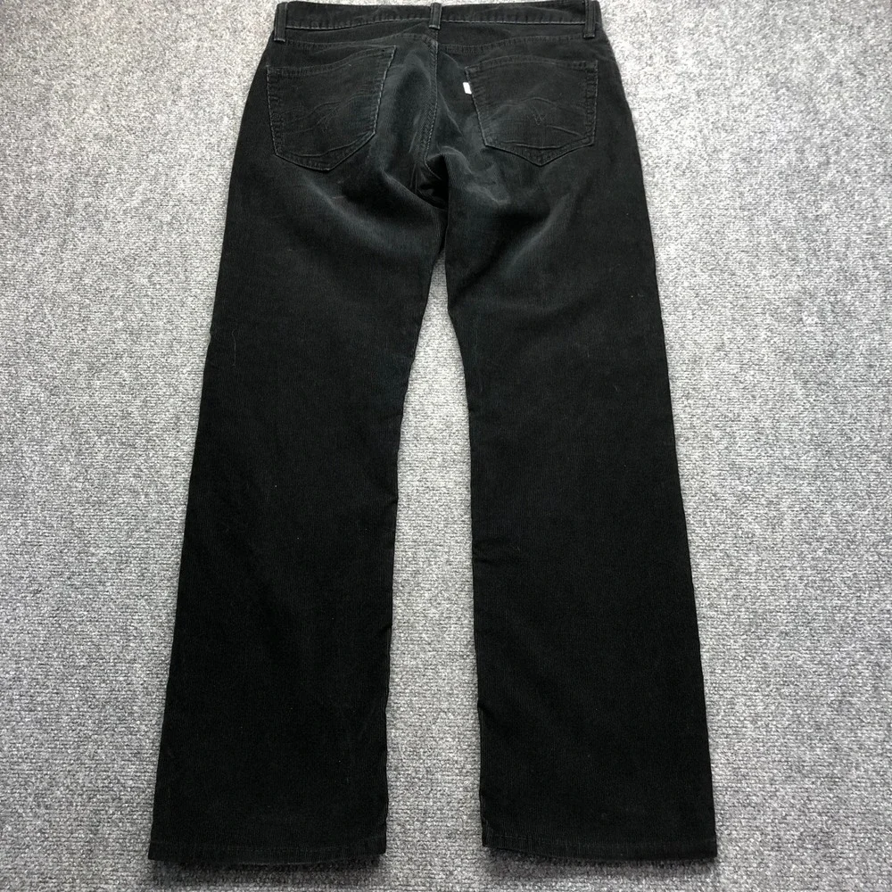 Levis 505 Straight Fit Corduroy Pants Mens Black 35x29 White Tab 5-Pocket